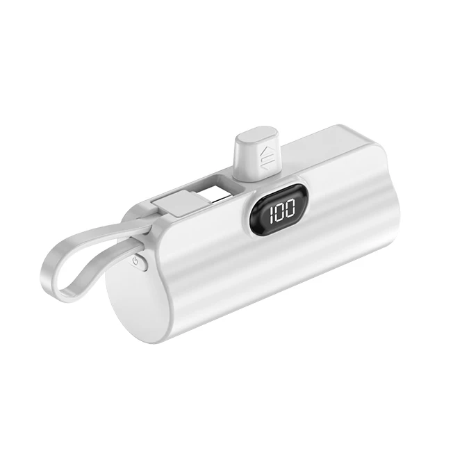 2023 MX197 Mini Smart Led Power Display Portable 3000mah 5000mah with Built in Charging Plug Cable and Handle Capsule Power Bank