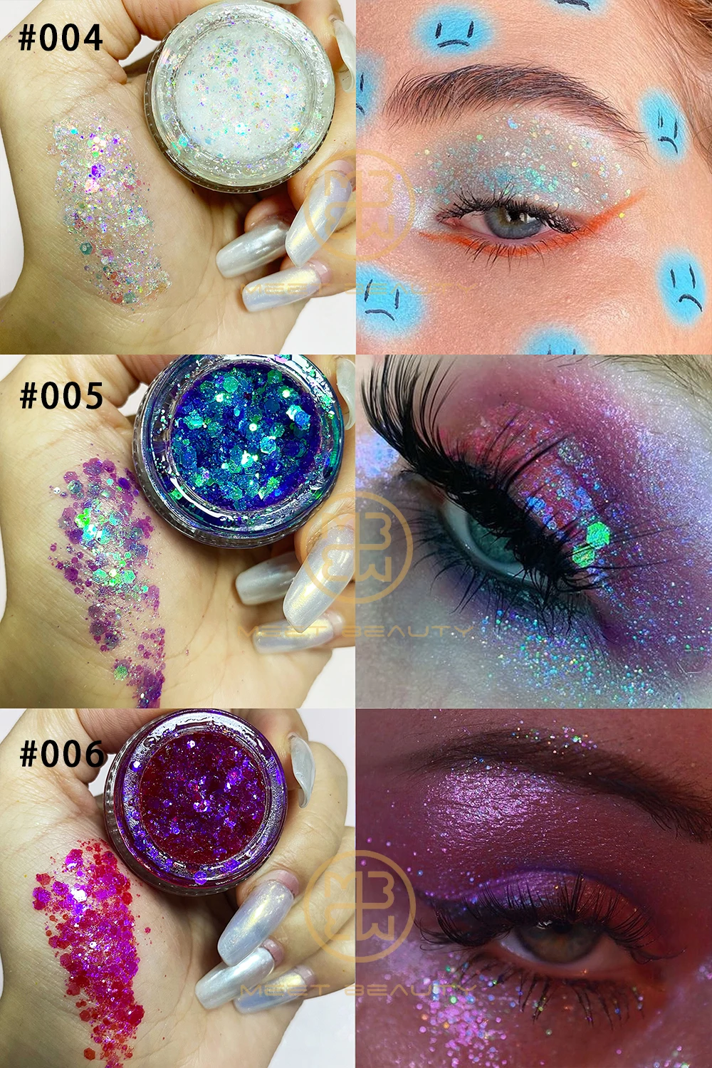 Best Selling Chunky Cosmetic Glitter Festival Shimmer Powder Adhesive