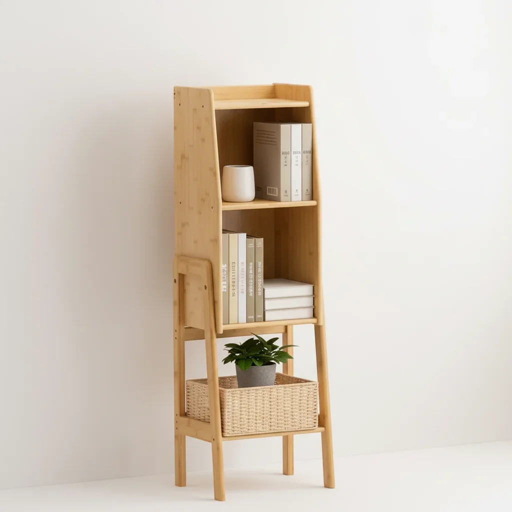 Wholesale 3-Tier Bamboo Bookshelf Free Standing Storage Organizer Rack Display Cabinet Shelf for Home Office Furniture