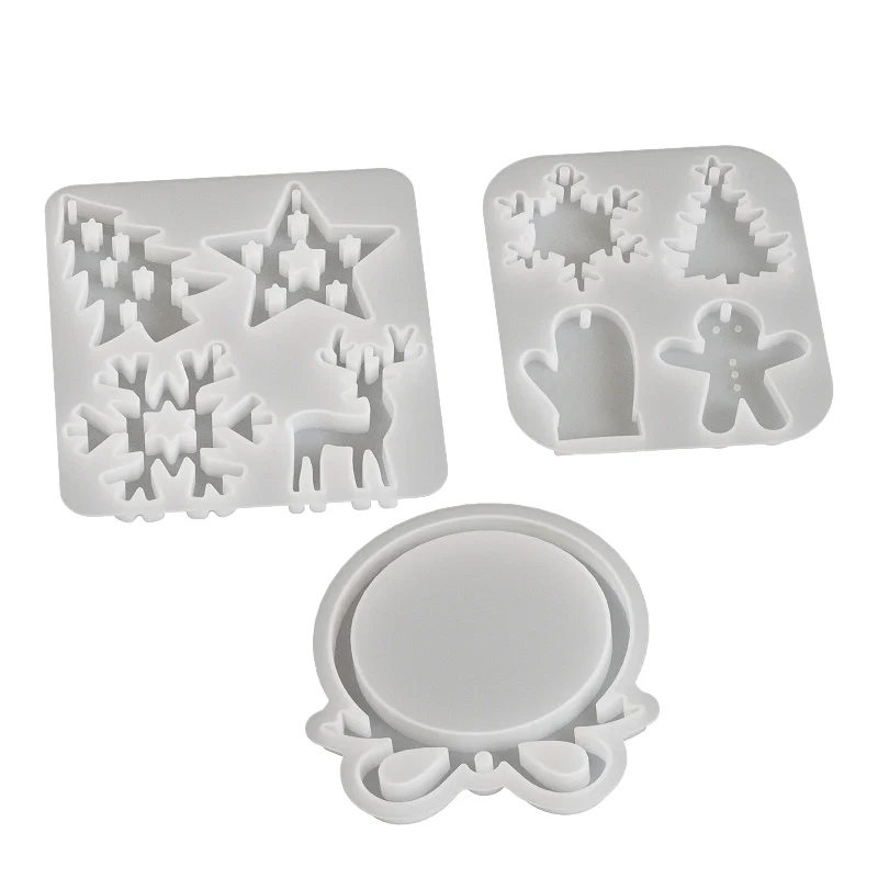 DIY Christmas Series Pendant Silicone Mold Eco-Friendly Christmas Tree Reindeer Snowflake Snow Gloves Pendant Mold