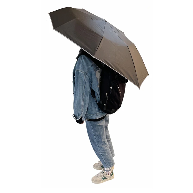 Новый дизайн, полностью автоматический рюкзак с открытым зонтом, складной портативный маленький рюкзак с зонтом и светоотражающей полосой
