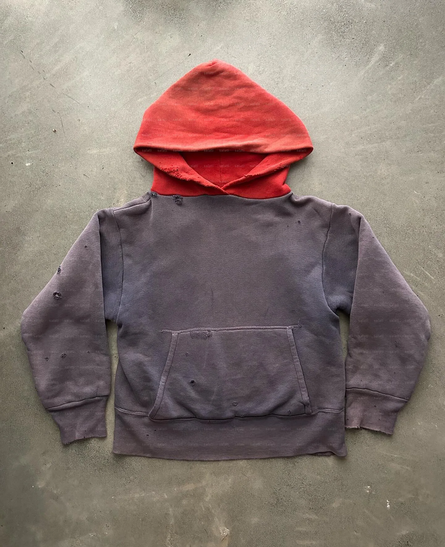 Pullover Cropped Hoodie Manufacturers Cotton Patchwork Two Tone Mineral Blank Distressed Vintage Sun Faded Acid Wash Hoddies Men