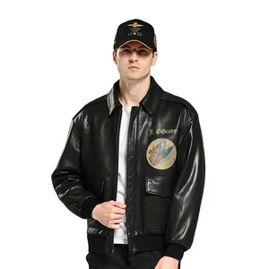 Pilot Jacket, Men's Cowhide Leather Jacket, Custom Embroidery