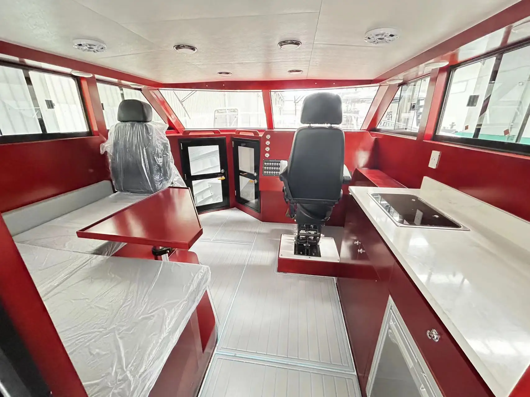 Aluminum Fishing Vessel Trailerable Power Catamaran 11.6m*3.5m Wooden Interior Fishing Boat
