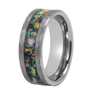 Ideal for Promise Rings Galaxy  Fire Opal Inlay Fashionable Tungsten Carbide Wedding Band Men TIZTI Rings