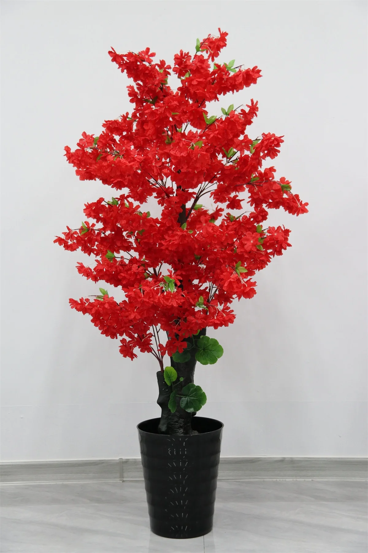 Pianta Artificiale Bonsai In Vaso 40 Cm - Fiori Rossi Anthurium, Finta Per Interni/Esterni