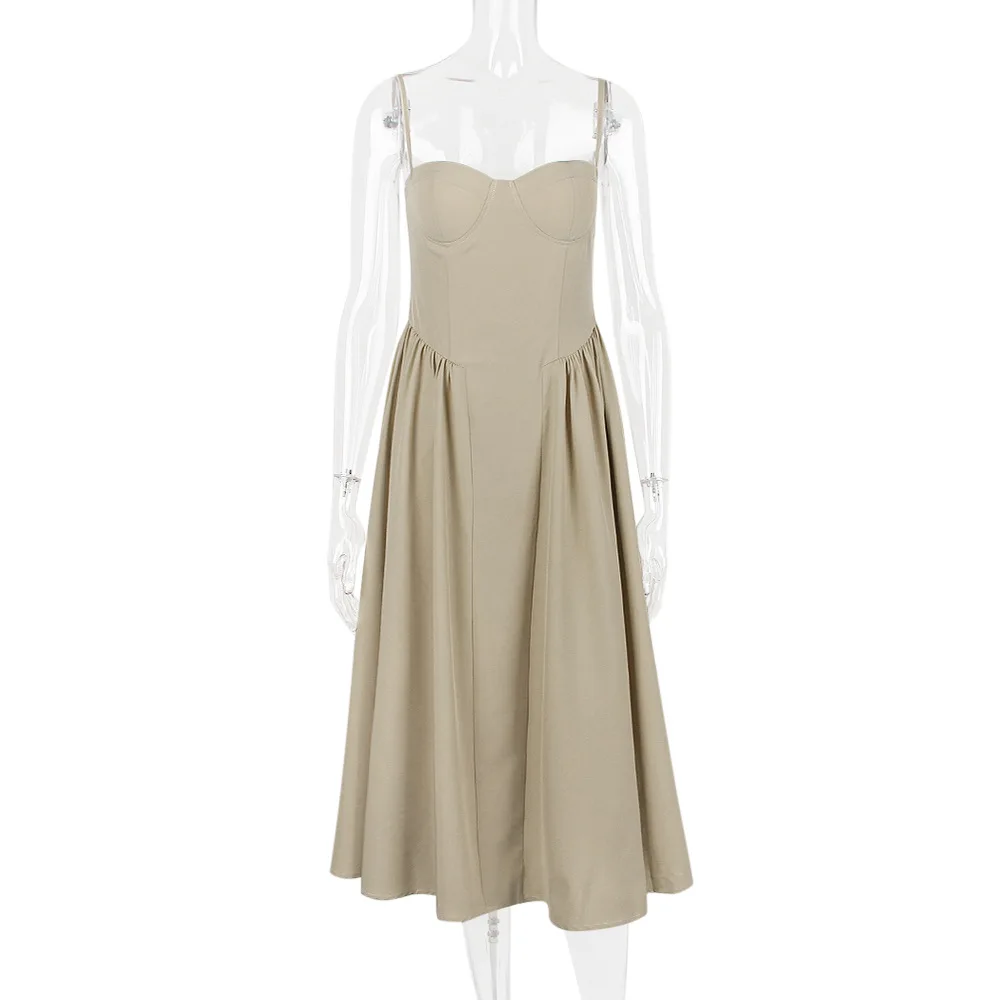 2023 New Elegant Solid Slip Midi Dresses For Women - Buy Elegant ...