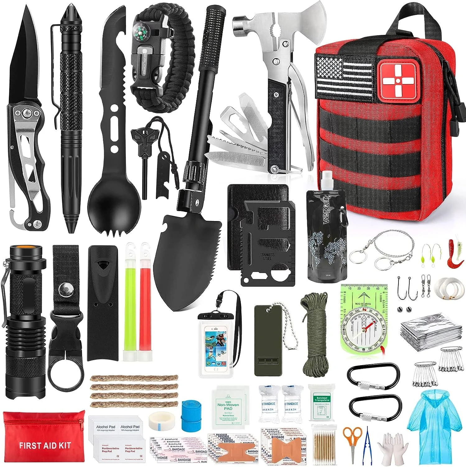 235Pcs Professional Survival Gear Tool First Aid Kit Emergency Survival Kit with IFAK Molle System Compatible Bag for Hiking details