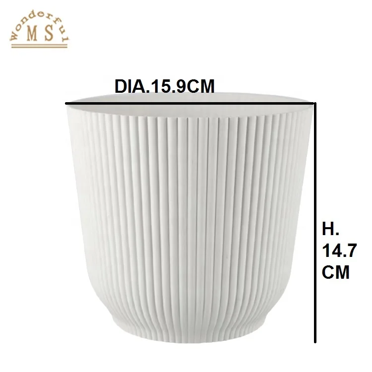 125g Plastic Cylinder Pot Home Patio Hanging Planter Self-Waterring Garden Flower Pot with Strip Embossed Various Color Design