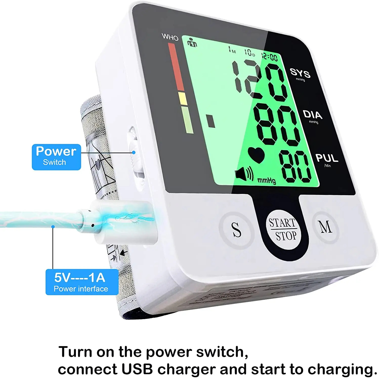 Rechargeable Portable Blood Pressure Measuring Device Medical