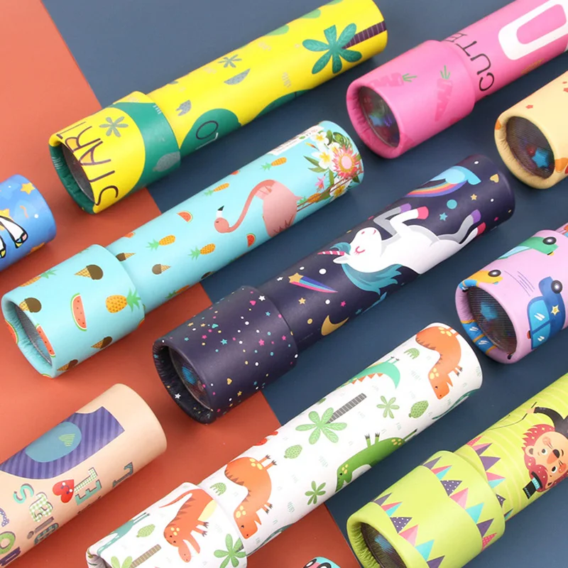 Образовательные игрушки на заказ рекламные товары Китай Оптовая Продажа калейдоскоп волшебный телескоп игрушечная бумага мини калейдоскоп печать