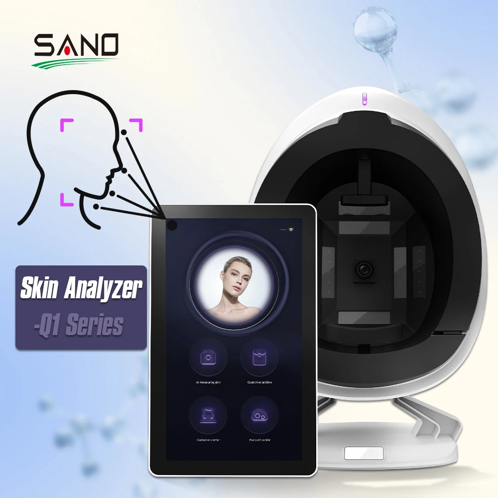 Best AI Digital Facial Skin Scanner Analyzer Handheld Face Analysis Machine with EU IT JP US ZA Plug Types