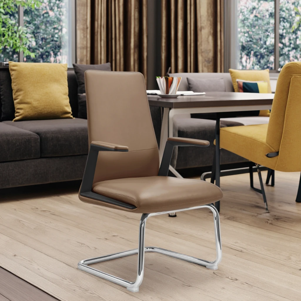 Arc Base Reception Chair PA+30%GF Plastic Supports Waterproof PU Leather Conference Room Furnishing 3