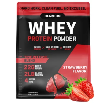 Customized New Product Protein Supplement Help With Fitness Boost Energy Help Build Muscle Strawberry Flavor Whey Protein Powder