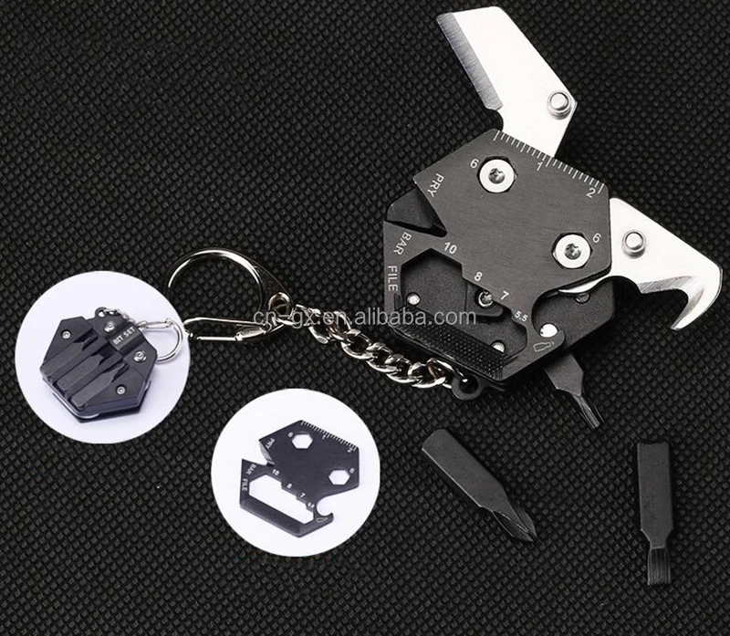 20 in 1 Multi-functional EDC Pocket Ring Schlüssel Keychain Outdoor Tool 