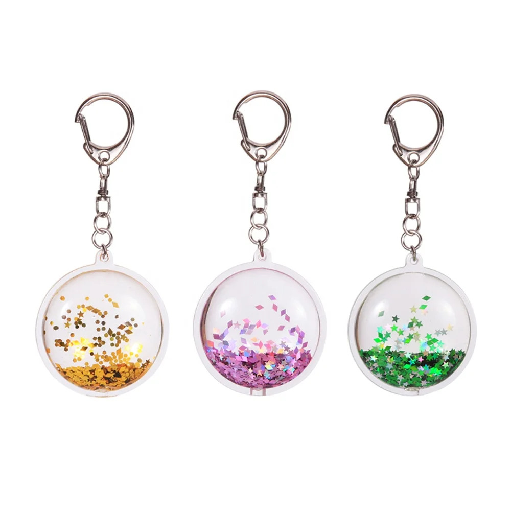 Source Novelty Oil Filled Round Water Sea Fish Floating Keyring