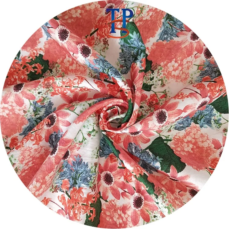 
 Настраиваемая шелковая хлопковая ткань с красной маргариткой 16 мм  