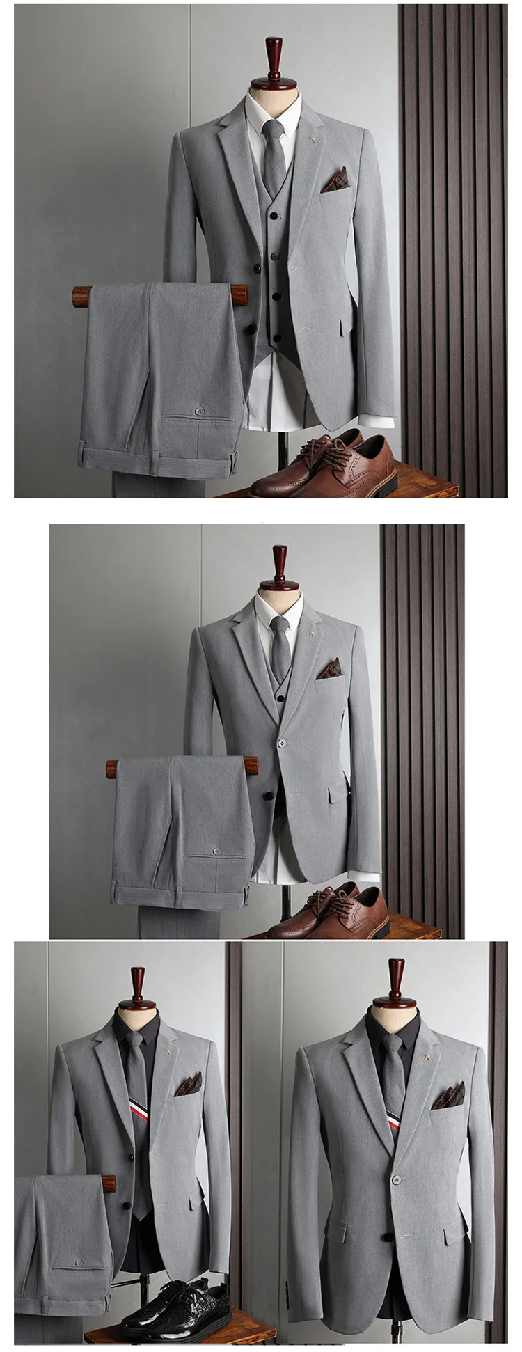 Wholesale Formal Men's Business Suit Elegant Highend Slim Fit 3 Piece Suit Coat Pant Men Suit