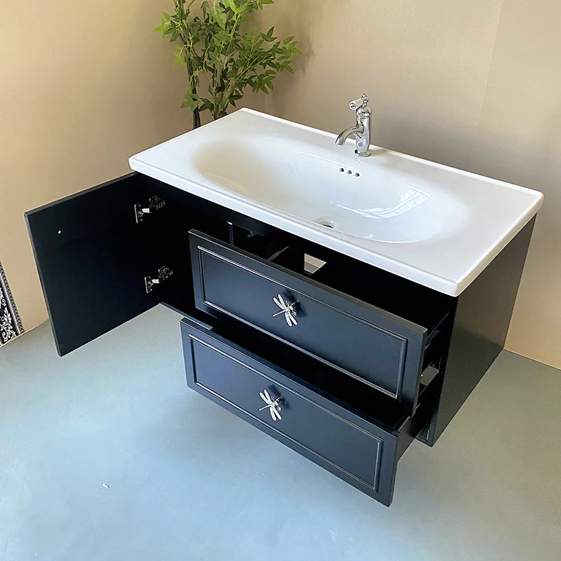 product light cream wind oak bathroom cabinet vanity combination bathroom ceramic integrated washbasin cabinet-6
