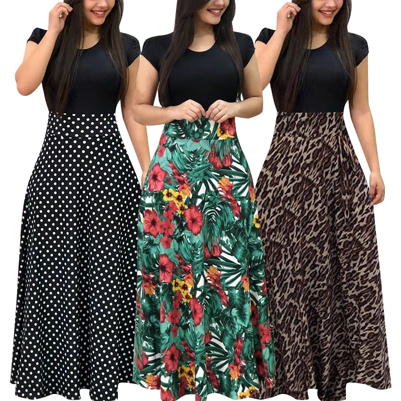 Plus Size Clothing Elegant Party Floral Print Maxi Long Dress Ladies ...