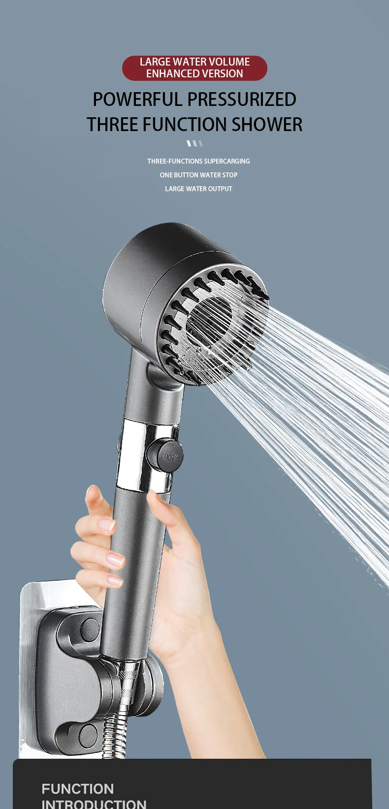 New Handheld Shower Head Adjustable Water Pressure With Switch Filter