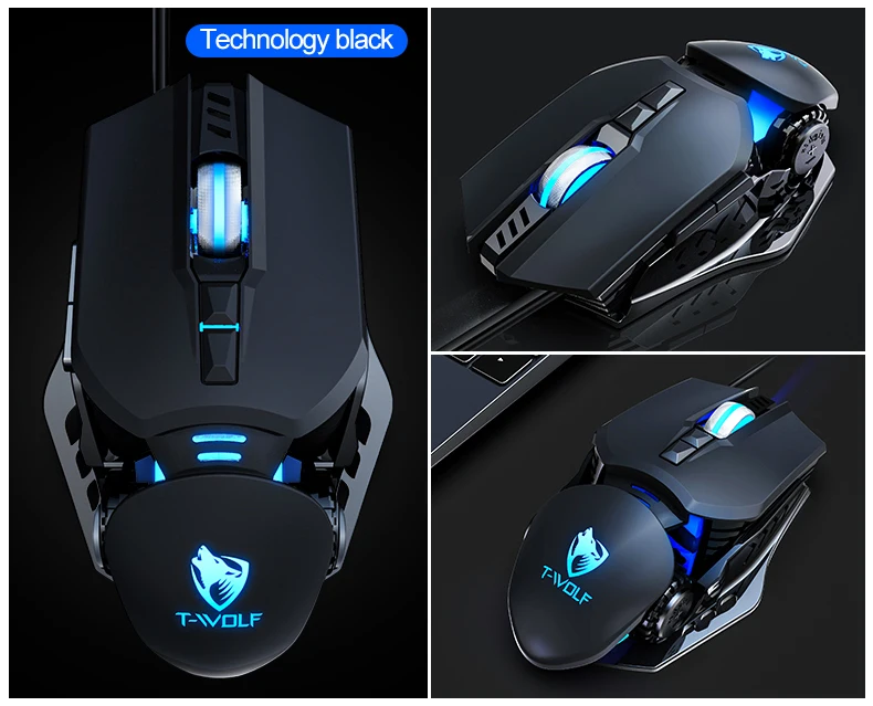 Computer Accessories 4 Colors Breathing Light 150cm Wired Programmatic Game Mouse Switchable DPI Design Office Gaming Mouse
