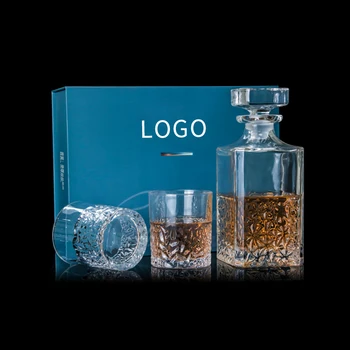 High-Quality Crystal Glass Cup Gift Box Set with Large Capacity Whiskey Bottle and Decanter Set 750ML