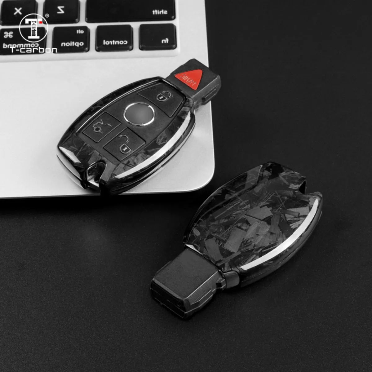 Чехол для автомобильного ключа из кованого волокна для Mercedes Benz T-carbon, новые чехлы для автомобильных ключей, Заводские продажи, аксессуары для интерьера автомобиля, чехлы для ключей