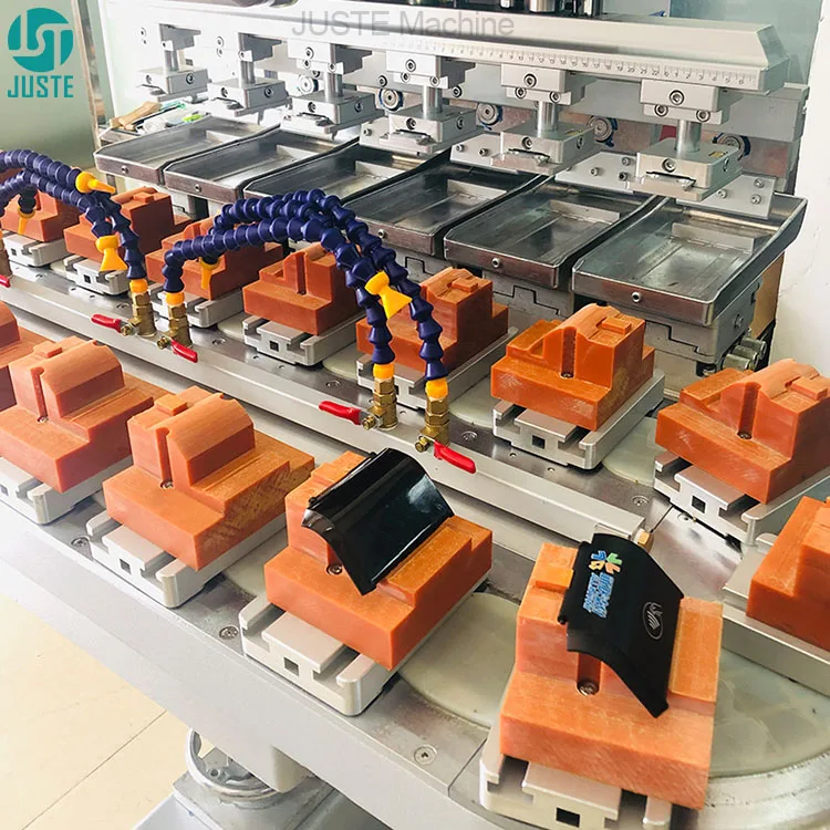 Multi 6 Color Pad Printing Machine Large Automatic Conveyor Tampo Pad Printers for Lighter Pencil Sandals LED Bulb Shoe