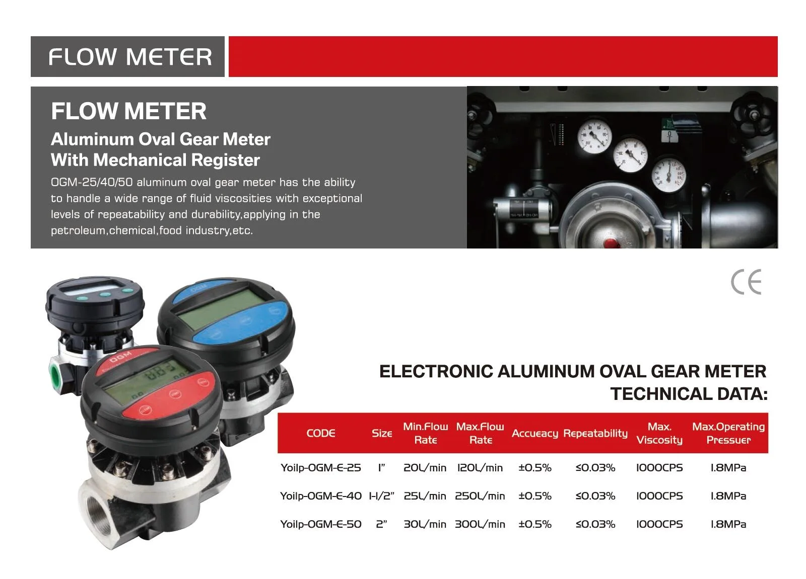 Diesel Oil Flow Meter Cast Iron Heavy Mechanical Oil Fuel Oval Gear Flow Meter