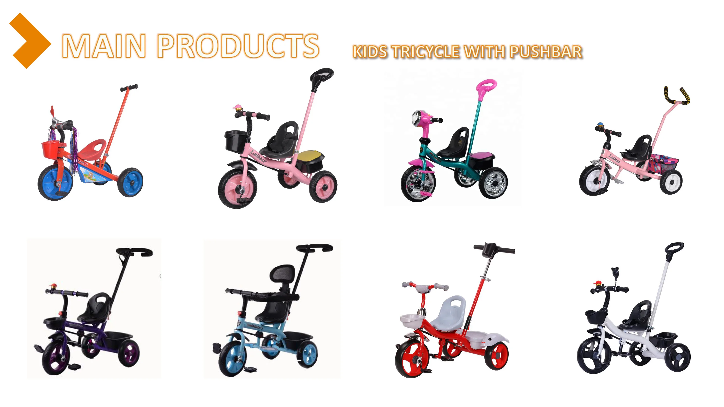 3 Wheel Trike Foldable Canopy Children Push Handle Baby Tricycle