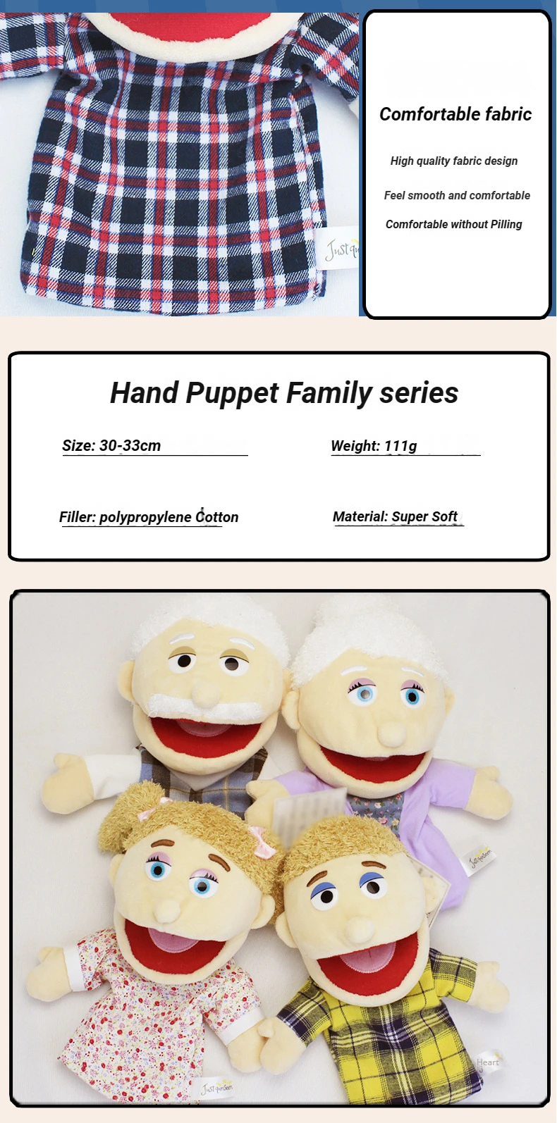 Cute Open Mouth Family Hand Puppet Children's Puzzle Plush Toy Doll