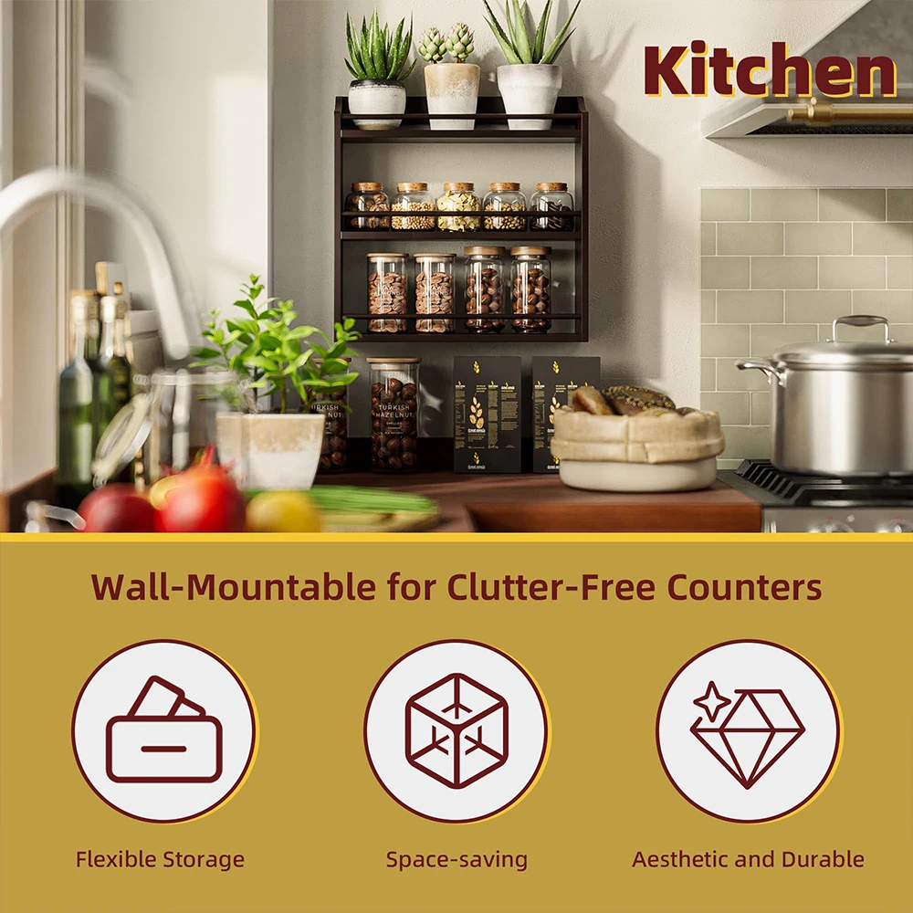 product wall mounted bamboo spice rack for countertop seasoning jars organizer shelf kitchen storage holder-8