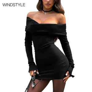 Women's Slim Hip Dress Goth Style Midi Length Woven Breathable Fabric Features Zipper Draped Decoration for Party Spring Autumn