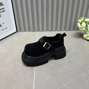 2026 Spring Autumn Birkenthal Shoes for Women High-Grade Frosted Platform Loafers Large-Head Clogs Mules Height Increasing