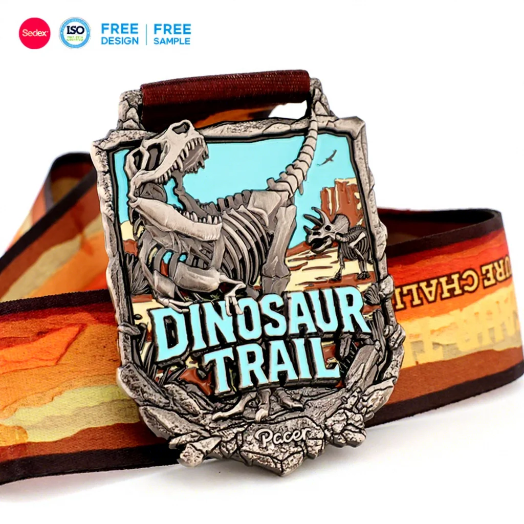 Medalha Personalizada de Maratona de Fábrica com Fita, Alta Qualidade, Medalha de Corrida Puzzle, Logotipo Personalizado, Medalha Metálica de Corrida em Trilha com Esmalte 3D