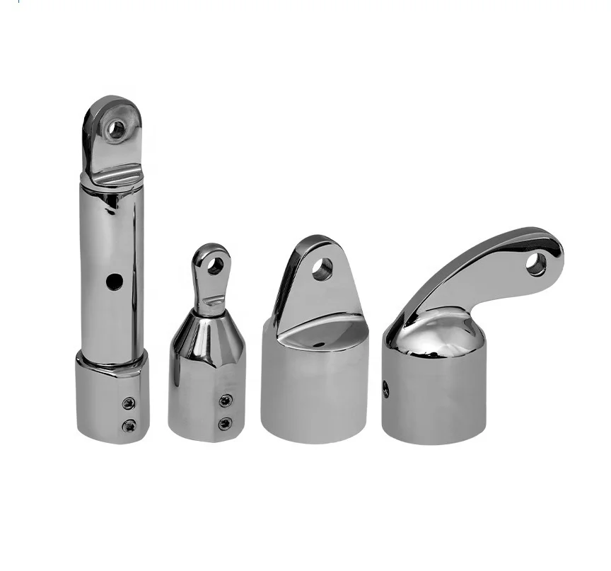 Raccordo Barca In Acciaio Inox 316: 2x Terminale Occhio + 2x Morsetto Scorrevole Per Tubo Ø22mm - Bimini Top Tenda - 5