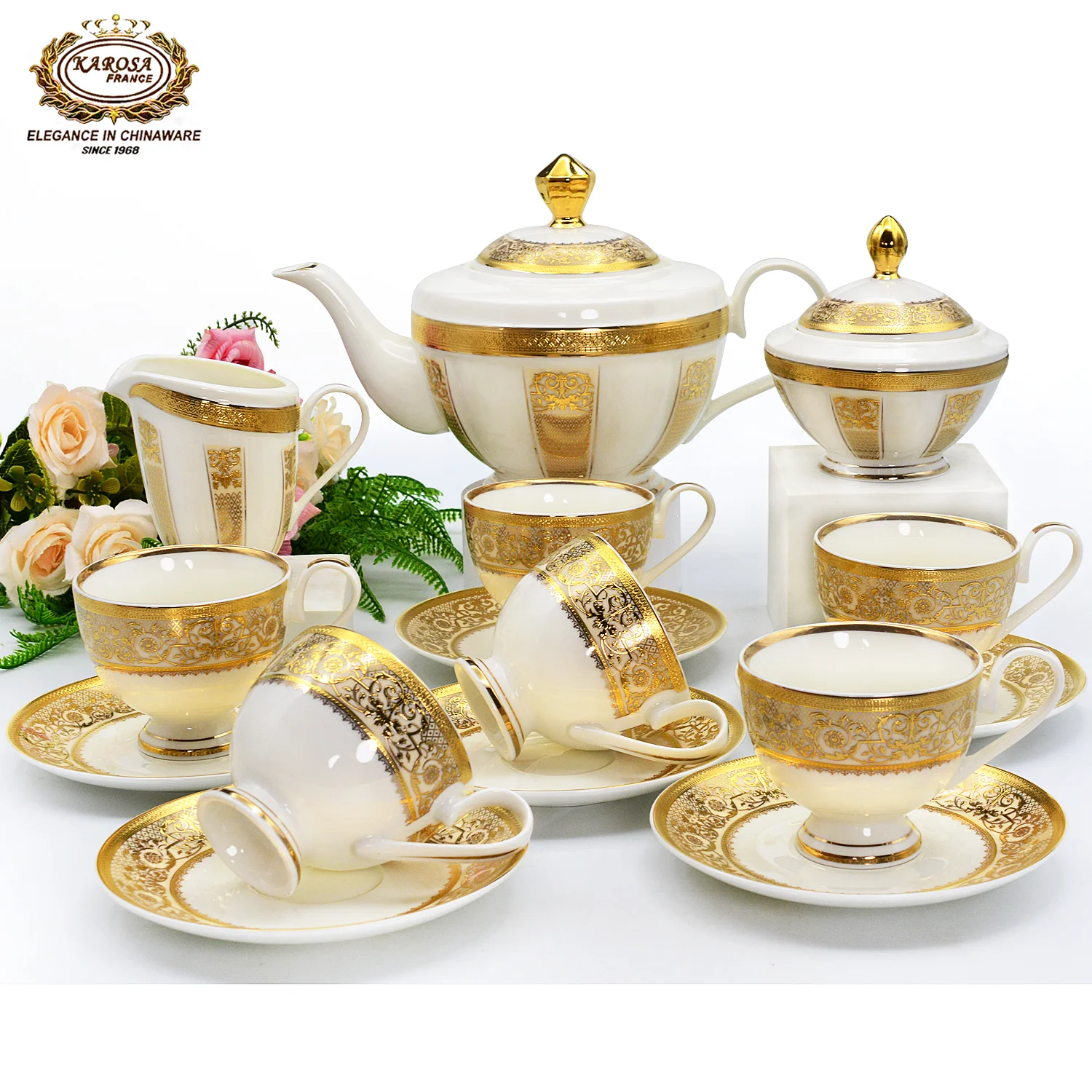 98個イタリアデザインゴールドデコレーション食器ロイヤルスタイル