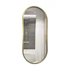 Oval decorative gold frame metallic silver bathroom wall mirror