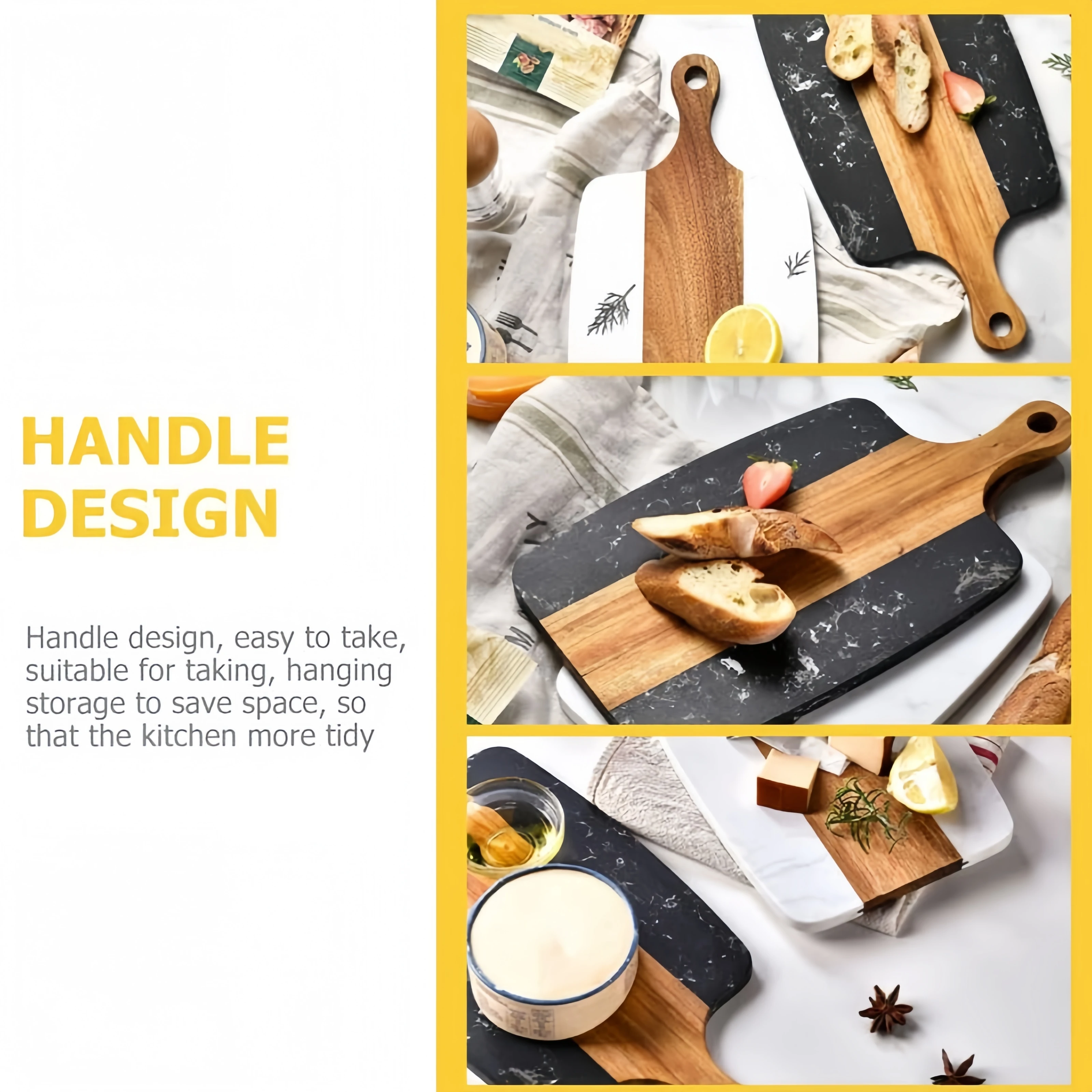 product creative chopping block dual sided wood  marble splicing cutting board for steak fruit cheese bread serving tray-33