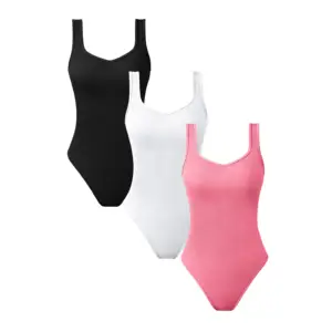 Hot Selling Women's Sports Bodysuit Seamless Wide Shoulder Yoga Suit with Tight Fitting Spandex/Nylon Four-Way Stretch V-neck