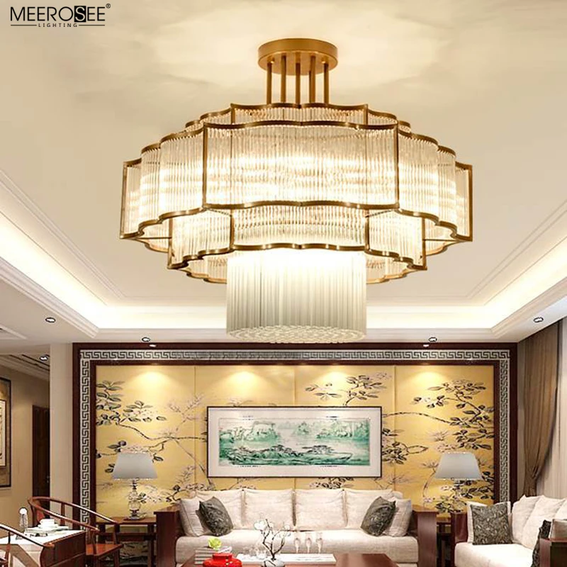 Meerosee Grand Luxury Hotel Hall Lobby Chandelier Classic Crystal Big Chandelier Pendant Light for Restaurant MD86759