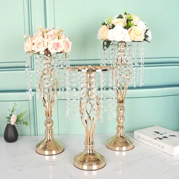 17.7 Inch crystal flower stand floral vases wedding road lead tall flower holders