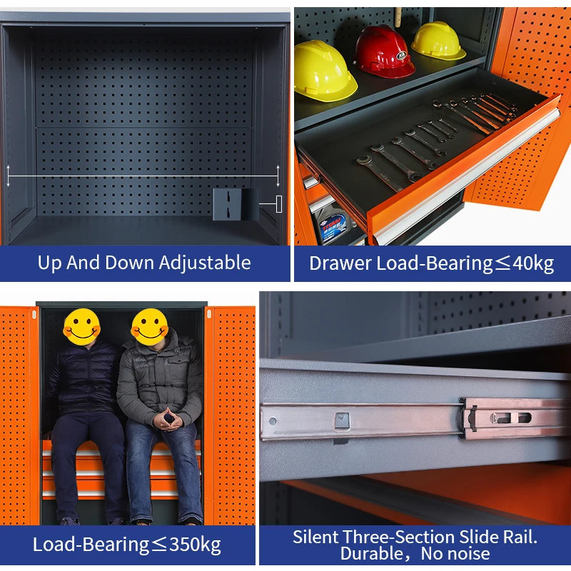 Factory Workshop Garage Two Door Tool Cabinet Heavy Duty Multi Functional Drawer Metal Tool Storage Cabinets