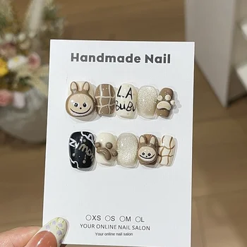 One Care [Elf Boh] Cute Bear Claw Kneading Armor Square Pattern Ins Cartoon Letters for Finger Application