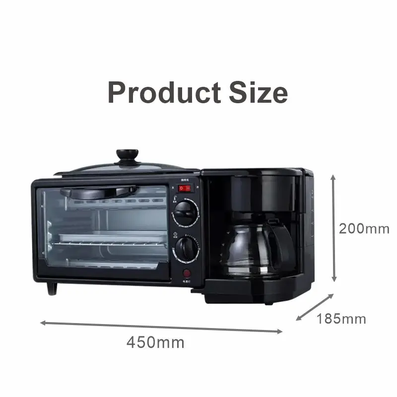 Multifunction Electric 3-in-1 Breakfast Bread bakery Maker Mini Breakfast Machine Coffee Brewer Griddle Suitable Home Use Oven