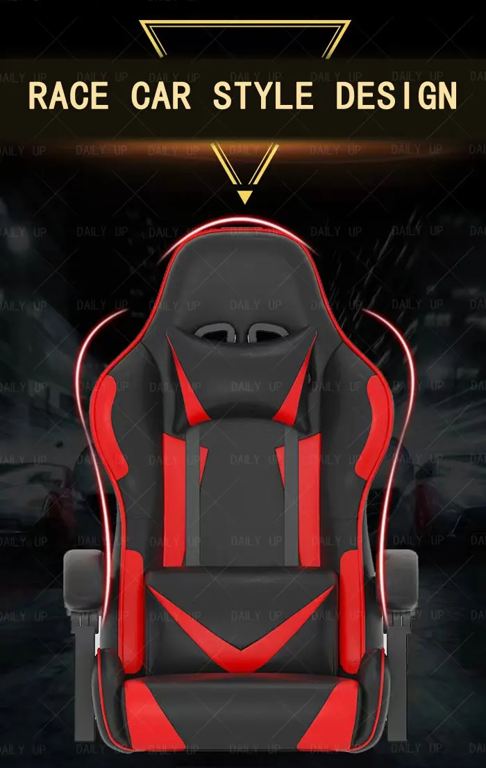 Swivel Adjustable Leather Gaming Chair With Headrest Faux Leather Silla Gaming Office Computer Racing Chair For E-Sport Gamers