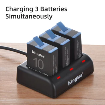 Kingma-	BM060-AHDBT-901+ Battery Kit Lithium Battery (Two Pack) and Triple Usb Charger for Gopro Hero 12 11 10 9 Camera detail image
