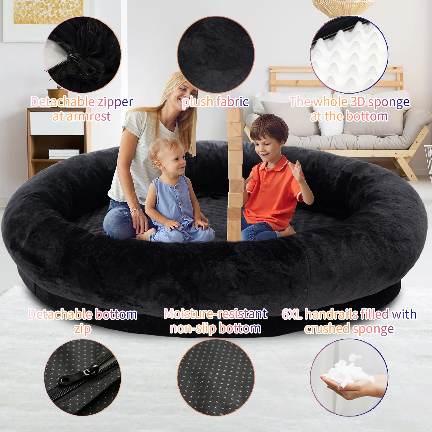 OEM & ODM xl xxl heavy duty super large sleep deeper memory foam human sized pet dog bed for humans adults details