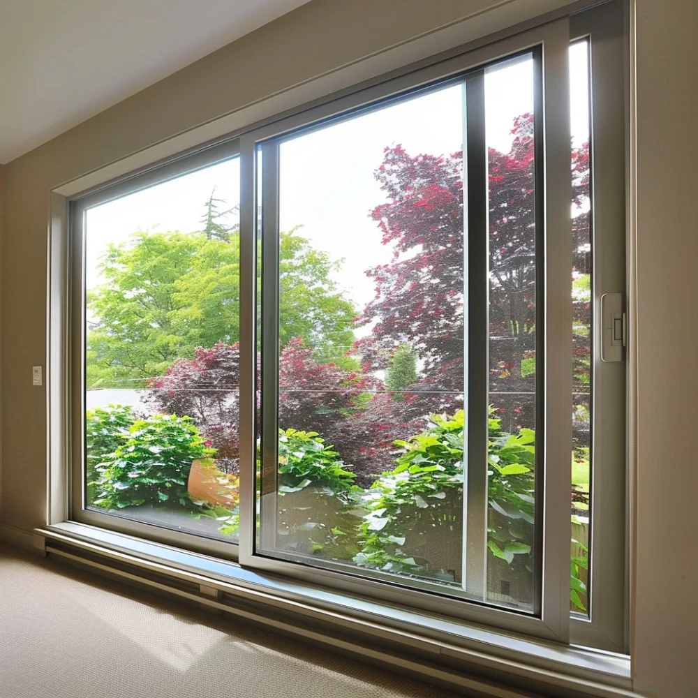 AMJ Factory Heat Insulation Champagne Color Aluminum Sliding Window Elegant Restaurant Aluminium Window Design Sliding windows